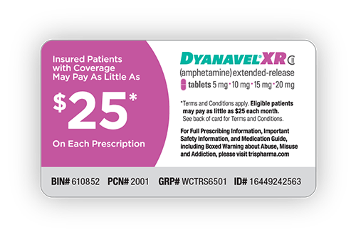 dyanavel-xr adhd savings card glow